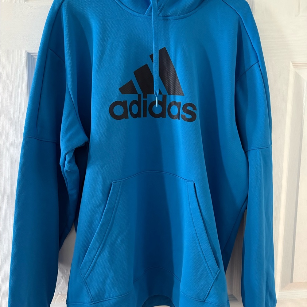 adidas Blue Hoodie with Black Logo